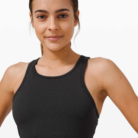 Lululemon Ebb To Street Racerback Crop Tank-Black Cropped Athletic Tank- Size 4 - Picture 3 of 11